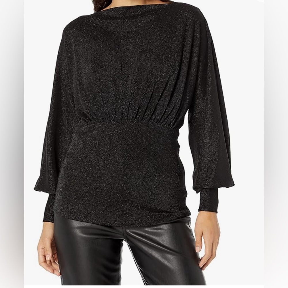 Trina Turk Black Shimmer Jersey Shirt